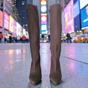 CHOCOLATE BROWN KNEE HIGH SOCK BOOTS SIZE 8.5